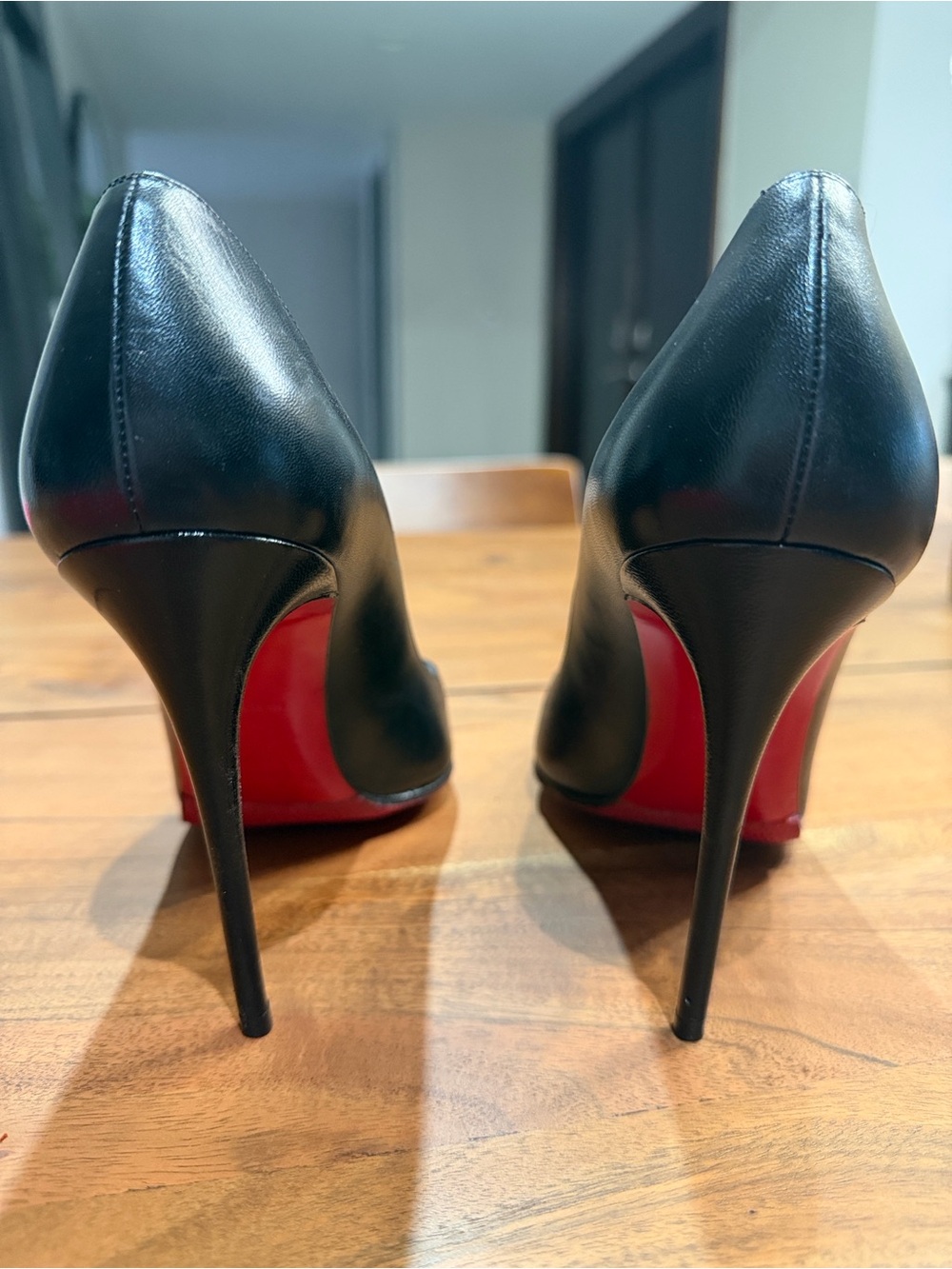 Christian Louboutin Black Leather Stiletto Pumps with Red Sole